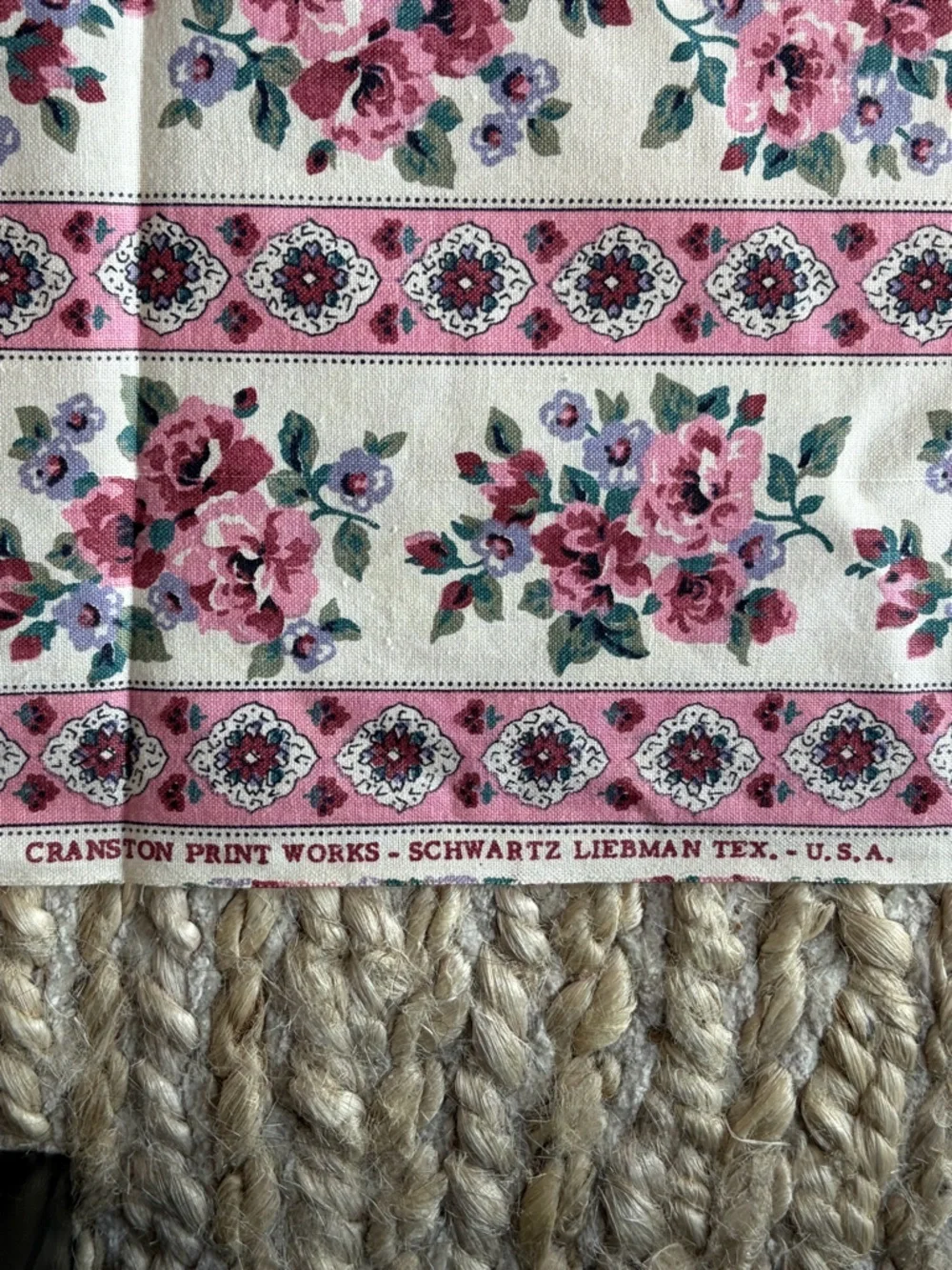 Vintage Cranston Print WorksFloral Cottagecore Pink Grannycore Fabric 43x118”